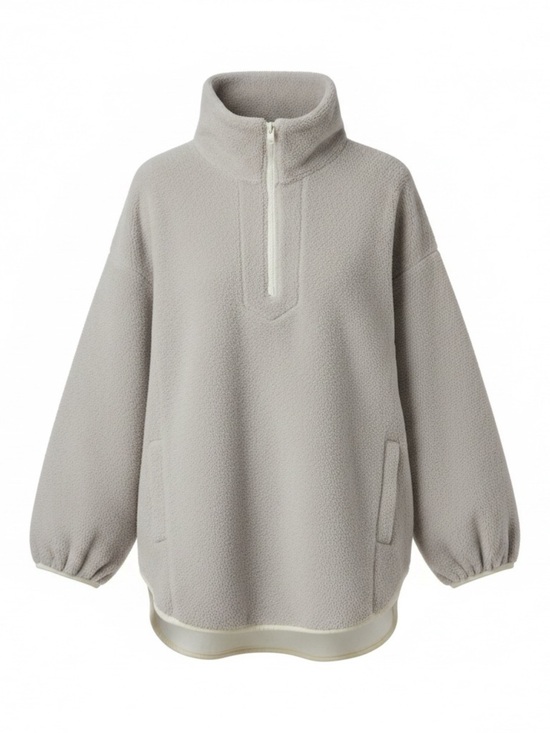 Express Sweaters - Express Plush Half-Zip Turtleneck Sweater - Light Grey